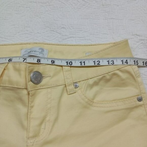 Seven7 For All Mankind Womens Yellow Skinny Pants Size 4 Cotton Blend - Picture 10 of 11